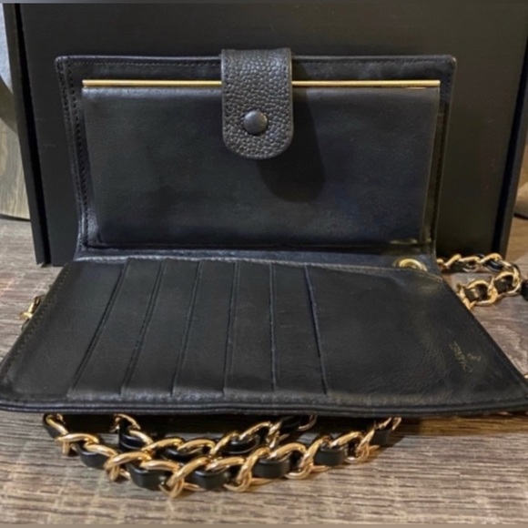 🖤⚜️Chanel Wallet Chain Wristlet Option Caviar Leather Black Gold Crossbody - Picture 3 of 11